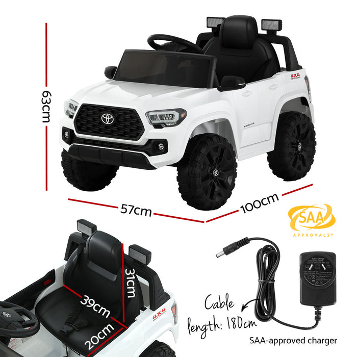 Toyota Tacoma Officially Licensed Off Road Kids Ride On Car with Remote Control | White