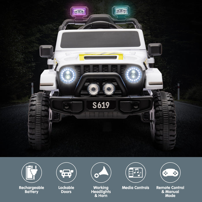 Toyota Jeep Inspired Kids Ride On Car with Remote Control & Detachable Shovel | Alpine White