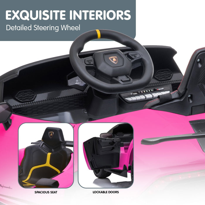 Lamborghini Huracán Performante Officially Licensed Kids Ride On Car with Remote Control | Flamingo (Bright Pink)