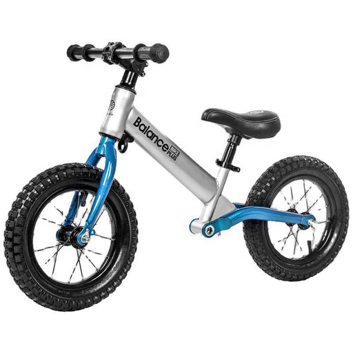 Track Star Deluxe 12 Inch Kids Balance Bike | Aluminium Silver & Blue