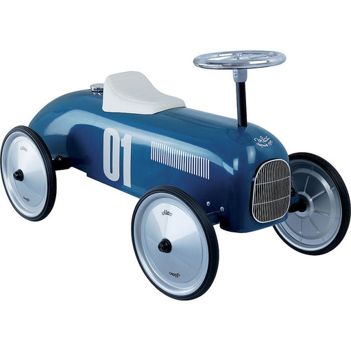 Kids Classic Vintage Racer Metal Ride On Push Car | Night Blue