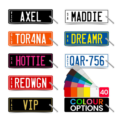 Laser Engraved PVC Custom Personalised Mini Number Plate Key Ring Tag