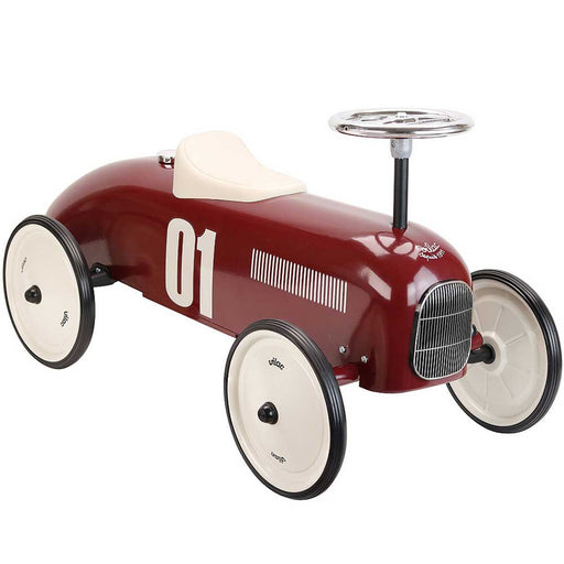 Kids Classic Vintage Racer Metal Ride On Push Car | Italian Red & Cream