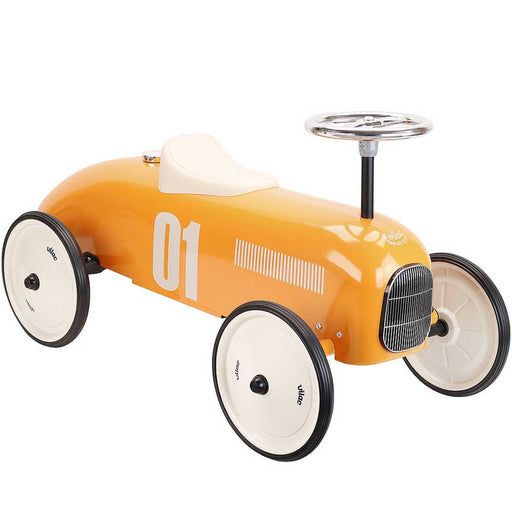 Kids Classic Vintage Racer Metal Ride On Push Car | Orange & Cream