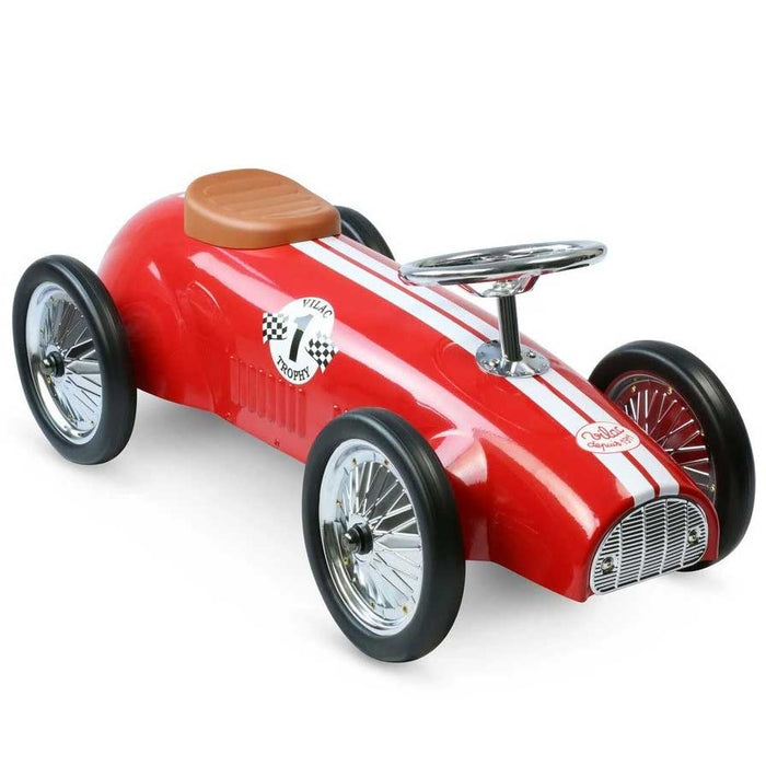 Kids Speedster Vintage Racer Metal Ride On Push Car Racing Red